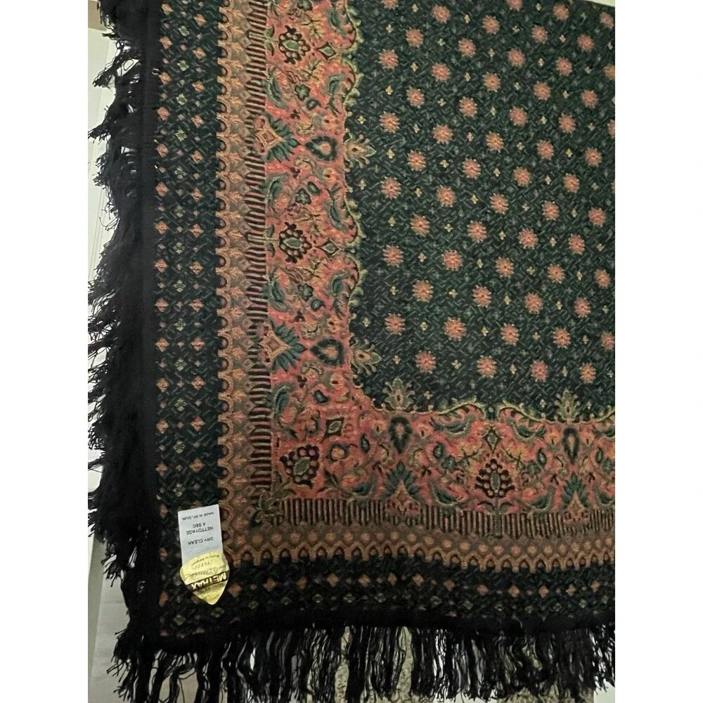 Vtg Metrax Belgium Woven Jacquard Tapestry Throw Table Cover 55x55 Floral Birds